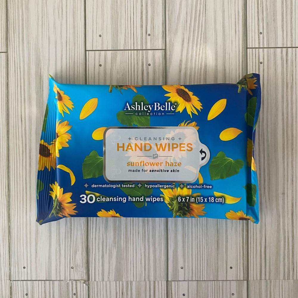 5/$10 Ashley Belle Sunflower Haze Hand Wipes 30 count